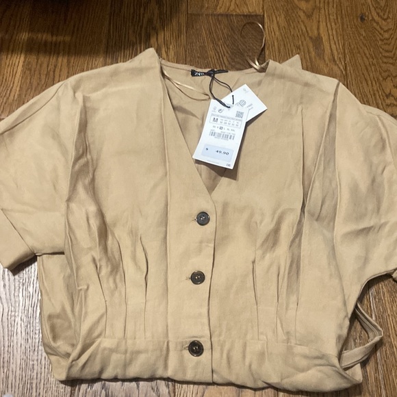 Zara Pleated Button Down Dress - Picture 2 of 7